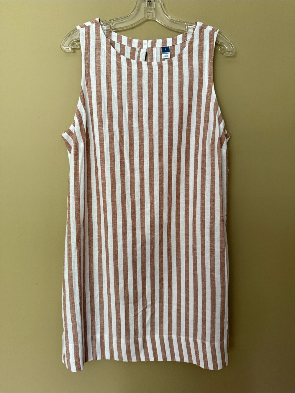 Old Navy Rust and White Vertical Stripe Dress